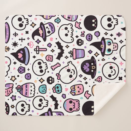 Schattigee Halloween Skull Pattern Deken (Voorkant (horizontaal))