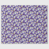 Schattigee Halloween Skulls op Paarse Cadeaupapier (Vlak)