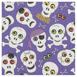 Schattigee Halloween Skulls op Paarse Stof