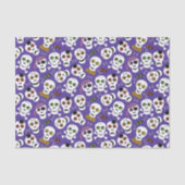 Schattigee Halloween Skulls op Paarse Tissuepapier (Voorkant)