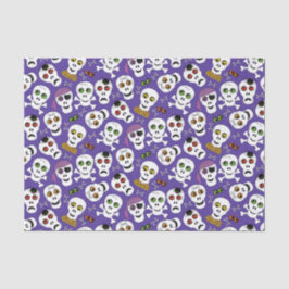 Schattigee Halloween Skulls op Paarse Tissuepapier