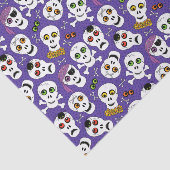Schattigee Halloween Skulls op Paarse Tissuepapier (Detail)