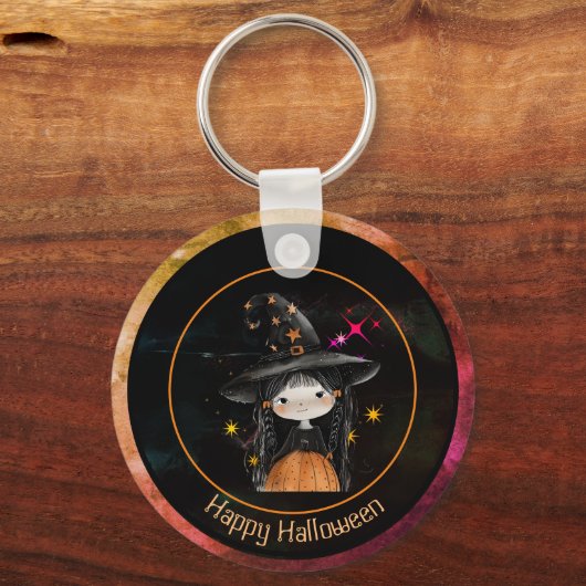 Schattigee Halloween-Sleutelhanger en heksenmeeste Sleutelhanger (Voorkant)