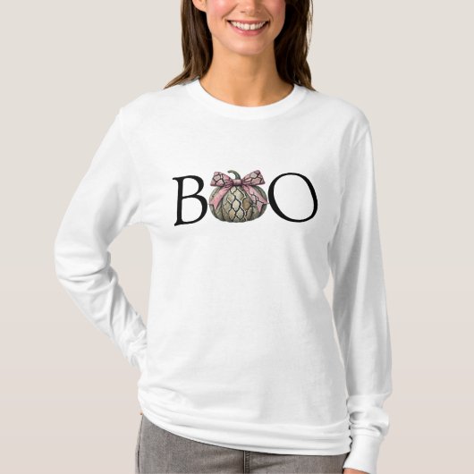 Schattigee Halloween Snake Skin Boo Pumpkin Pink B T-shirt (Voorkant)