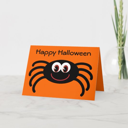 Schattigee Halloween Spider Oranje Wenskaart Kaart (Voorkant)