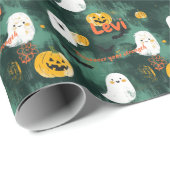 Schattigee Halloween-spoken en pompoenen Cadeaupapier (Rol Hoek)