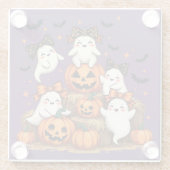 Schattigee Halloween-spoken in Coquette Bows & Pum Glazen Onderzetter (Achterkant)