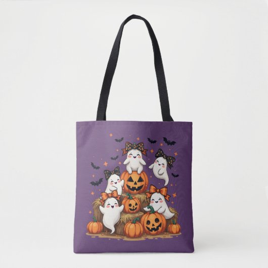 Schattigee Halloween-spoken in Coquette Bows & Pum Tote Bag (Voorkant)