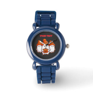 Schattigee Halloween-spoken met pompoen en Oranje  Horloge