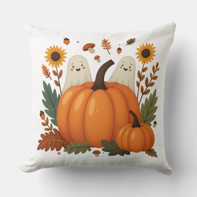 Schattigee Halloween-spoken met pompoenen en Herfs Kussen (Voorkant)