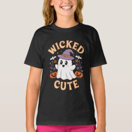 Schattigee Halloween-spook in het Pet van de heks T-shirt