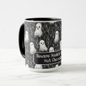 Schattigee Halloween Spooky Ghosts Zwart & Wit Cus Mok (Voorkant links)