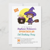 Schattigee Halloween Spooky Witch Kids Verjaardags Kaart (Voorkant)