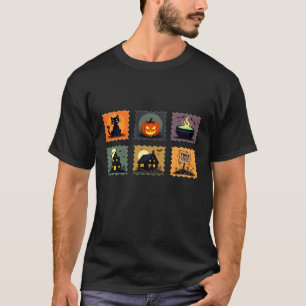Schattigee Halloween Stamp, Ghost Pumpkin Cat Skul T-shirt