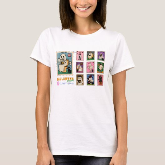 Schattigee Halloween Stamps Character T-Shirt (Voorkant)