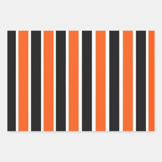 Schattigee Halloween strepen in Sinaasappel en zwa Inpakpapier Vel (Voorkant)