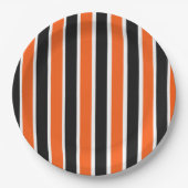 Schattigee Halloween strepen in Sinaasappel en zwa Papieren Bordje (Voorkant)