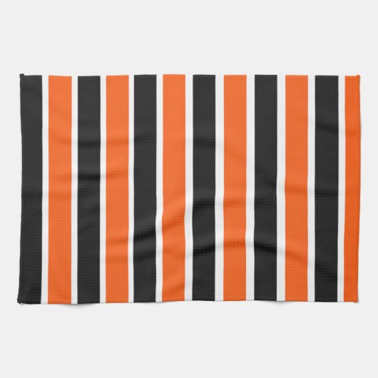 Schattigee Halloween strepen in Sinaasappel en zwa Theedoek (Horizontaal)