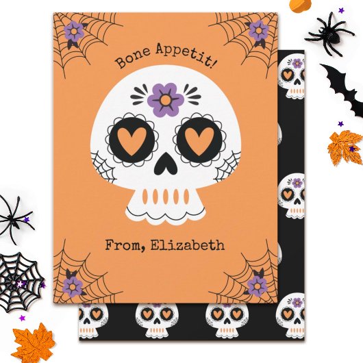 Schattigee Halloween Sugar Skull Kaart