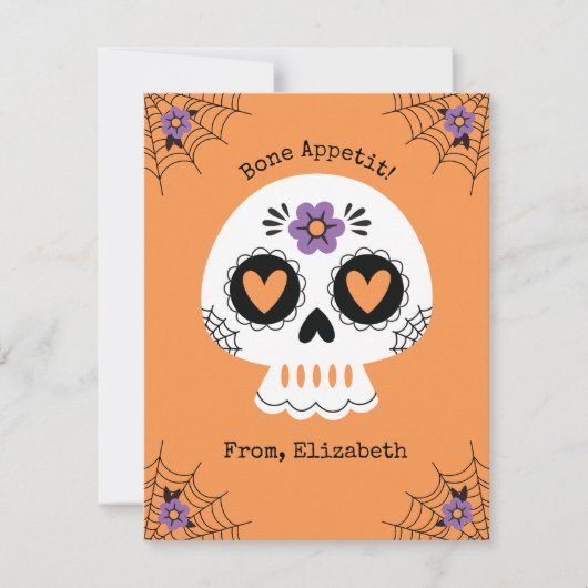 Schattigee Halloween Sugar Skull Kaart (Voorkant)