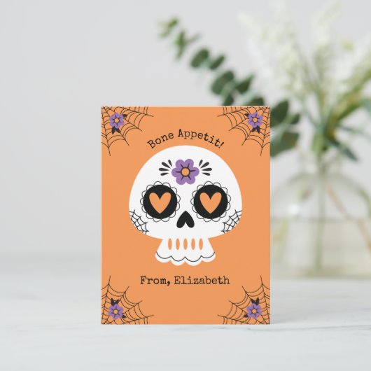 Schattigee Halloween Sugar Skull Kaart (Staand voorkant)