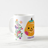 Schattigee Halloween Sugar Skull Pompoen Koffiemok (Voorkant links)