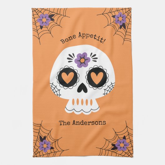 Schattigee Halloween Sugar Skull Theedoek (Verticaal)