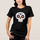 Schattigee Halloween Sugar Skull Tri-Blend Shirt (Voorkant)