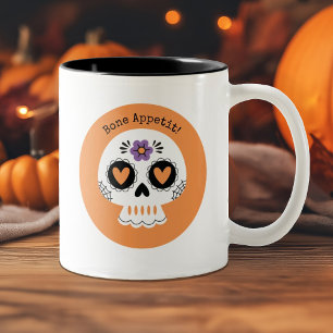 Schattigee Halloween Sugar Skull Tweekleurige Koffiemok