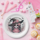 Schattigee Halloween Sugar Skull Witch spookachtig Papieren Bordje (Feest)