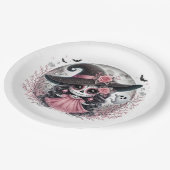 Schattigee Halloween Sugar Skull Witch spookachtig Papieren Bordje (Gekanteld)