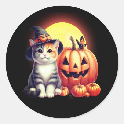 Schattigee Halloween Tabby Cat Stickers (Voorkant)