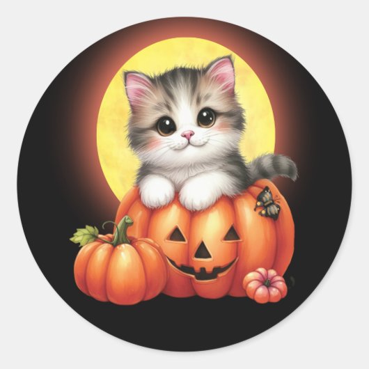 Schattigee Halloween Tabby Kitten Stickers (Voorkant)