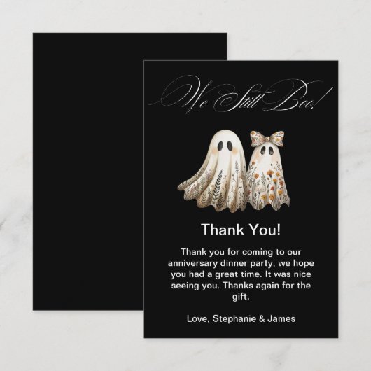 Schattigee Halloween-thema bruiloft Jubileum Diner Bedankkaart (Voorkant / Achterkant)