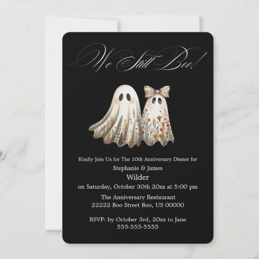 Schattigee Halloween thema bruiloft Jubileum Diner Kaart (Voorkant)