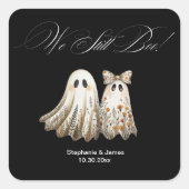Schattigee Halloween-thema bruiloft Jubileum taart Vierkante Sticker (Voorkant)