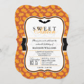 Schattigee Halloween Theme Sweet 16 Party Invitati Kaart (Voorkant / Achterkant)