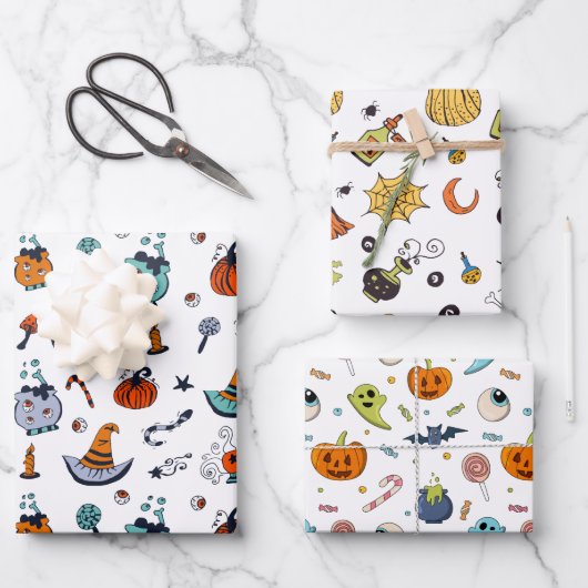 Schattigee Halloween Theme Wrapping Paper Sheets (Voorkant)