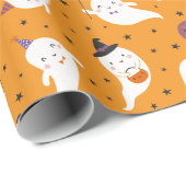 Schattigee Halloween Trick or treat Geesten Cadeaupapier (Rol Hoek)