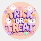 Schattigee Halloween "Trick or treat" Ronde Sticker (Voorkant)