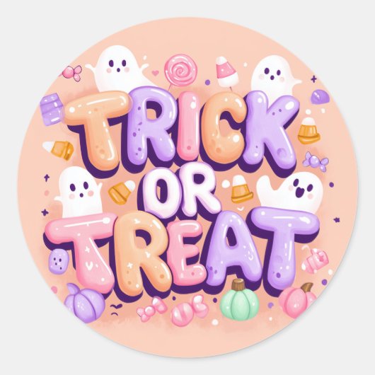 Schattigee Halloween "Trick or treat" Ronde Sticker (Voorkant)