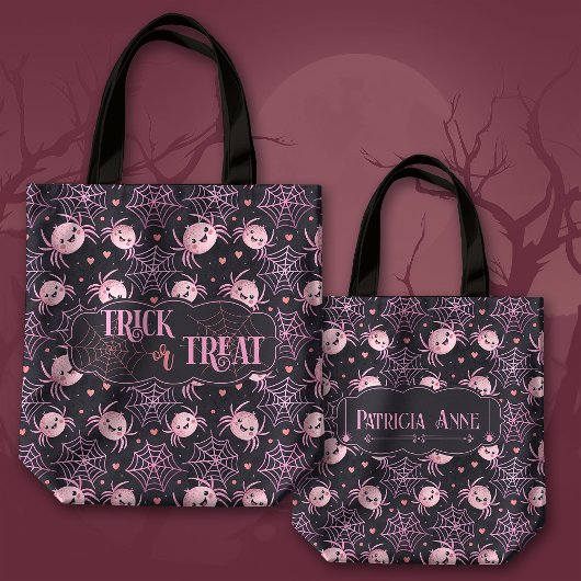 Schattigee Halloween Trick or treat Spinnen en har Tote Bag