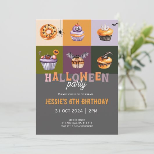 Schattigee Halloween Trick or treat Verjaardagsuit Bedankkaart (Staand voorkant)