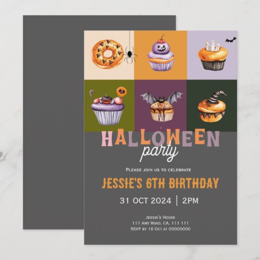 Schattigee Halloween Trick or treat Verjaardagsuit Bedankkaart (Voorkant / Achterkant)