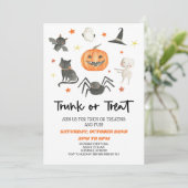 Schattigee Halloween Trunk of Treat Party Invitati Kaart (Staand voorkant)