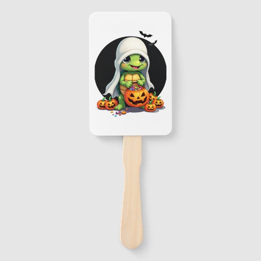 Schattigee Halloween Turtle Ghost met Snoep (7) Handwaaier (Voorkant)