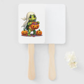 Schattigee Halloween Turtle Ghost met Snoep (8) Handwaaier (Voorkant en achterkant)