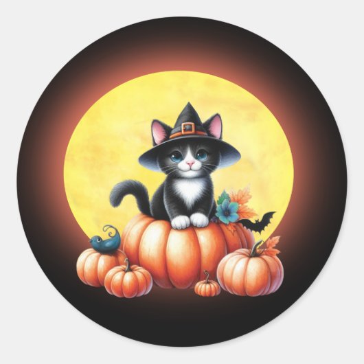 Schattigee Halloween Tuxedo Cat Stickers (Voorkant)