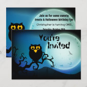 Schattigee Halloween Uil Baby 1e Verjaardag Uitnod Kaart (Voorkant / Achterkant)