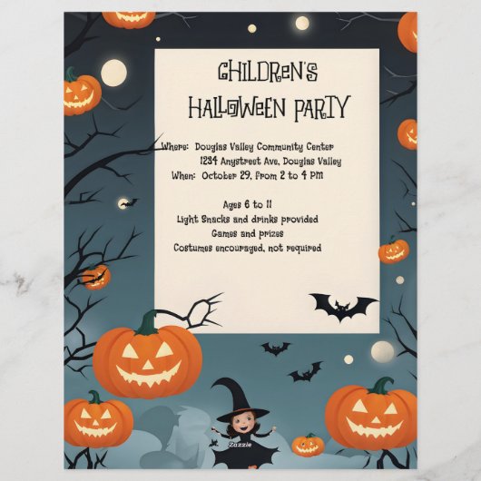 Schattigee Halloween-uitnodiging voor een kinderfe Briefhoofd (Achterkant)